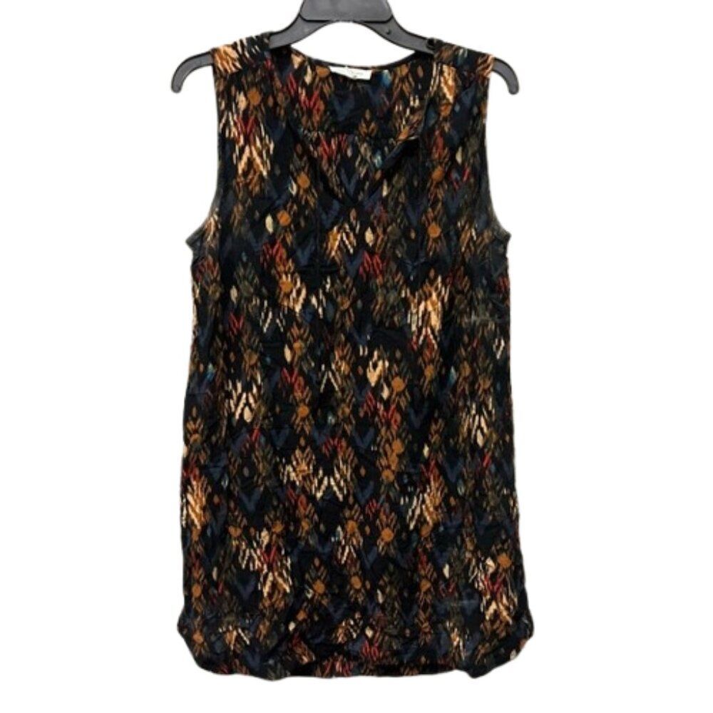 BeachLunchLounge Black Printed Boho Lightweight Sleeveless Blouse MEDIUM